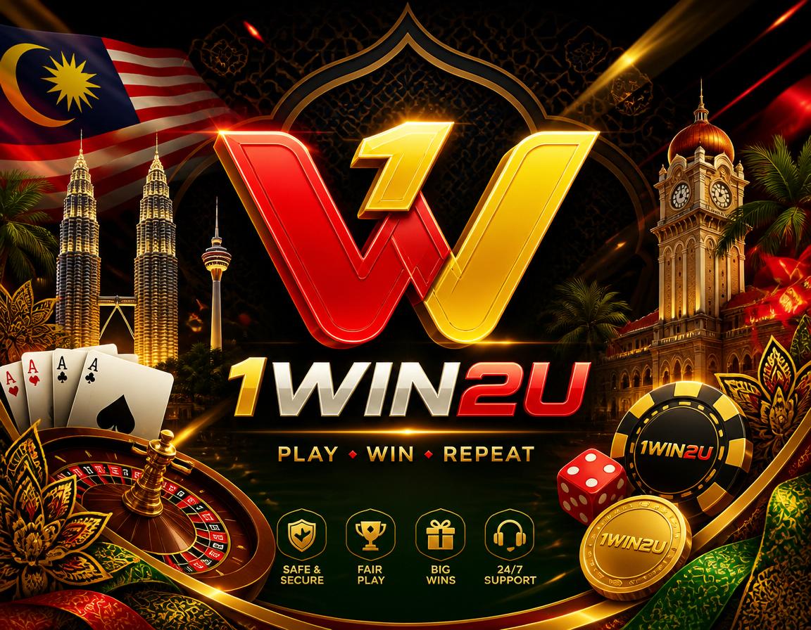 1WIN2U - visual utama kasino mudah alih Adegan permainan mudah alih 1WIN2U dengan ikon kasino, syiling, dan elemen akses akaun