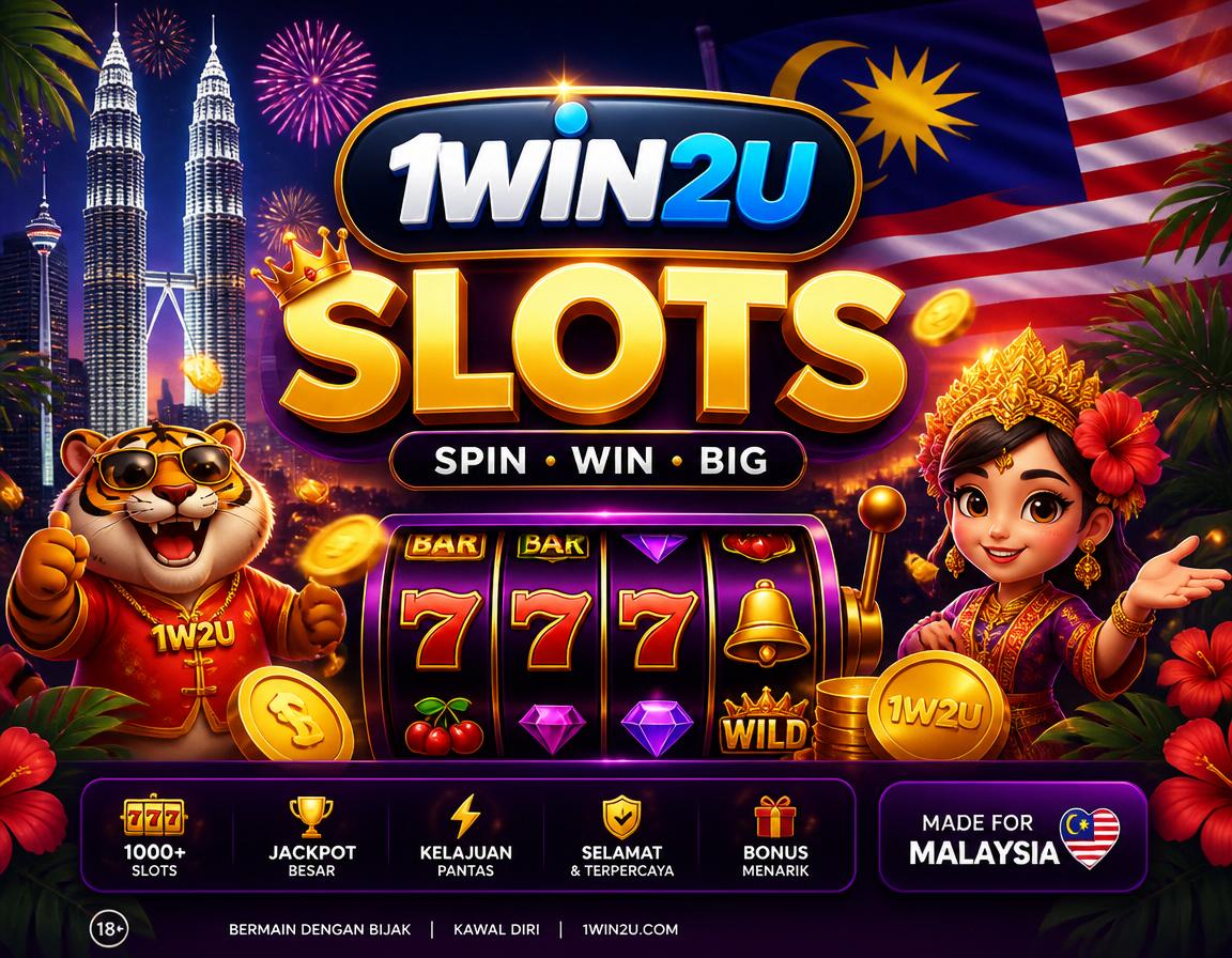 1WIN2U - reel slot dan permainan mudah alih Reel slot 1WIN2U dengan syiling, simbol permainan, dan susun atur mudah alih